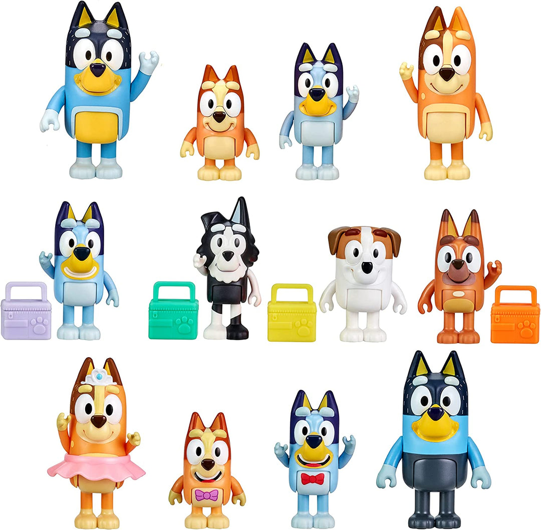 Bluey "The Show" 4-Pack 2.5-3 inch Official Bluey, Bingo, Chilli (Mum) and Bandit (Dad) Collectable Articulated Action Figures