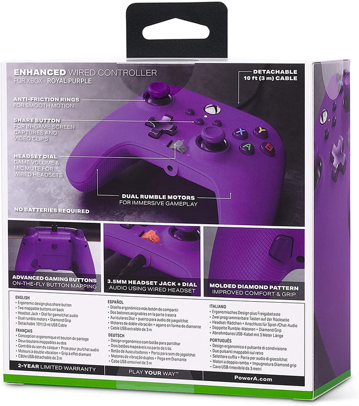 PowerA Enhanced Wired Controller for Xbox Series X|S – Royal Purple, Gamepad, Wi