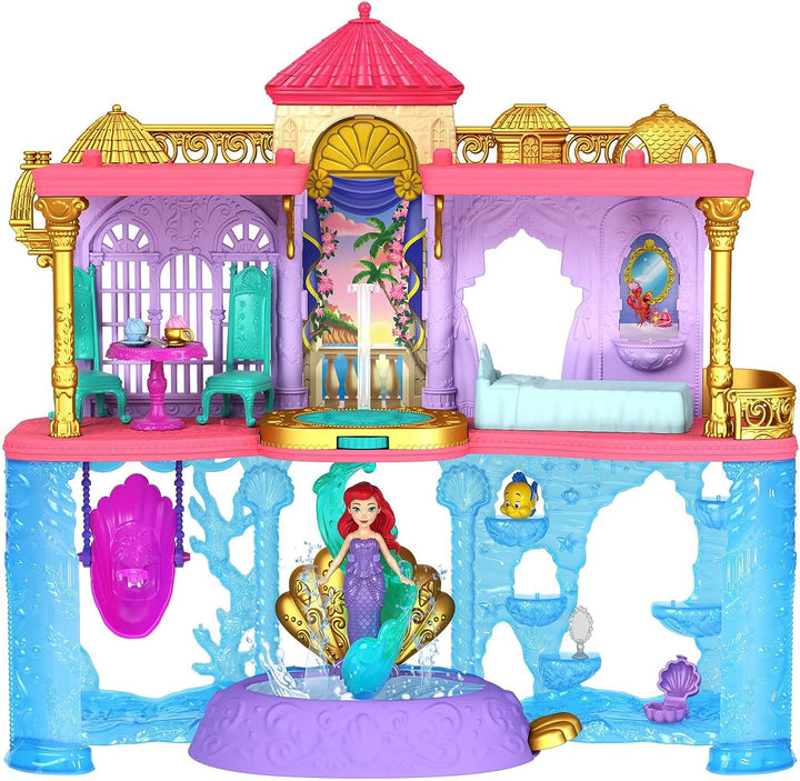 Disney Princess Toys, Stapelbares Puppenhaus „Ariel Castle“ mit kleiner Puppe, 1 Freund