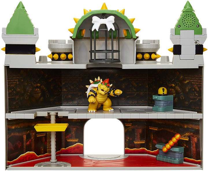 Nintendo Bowser's Castle Super Mario Deluxe Bowser's Castle-Spielset mit 2,5" exklusiver beweglicher Bowser-Actionfigur, interaktives Spielset mit authentischen In-Game-Sounds