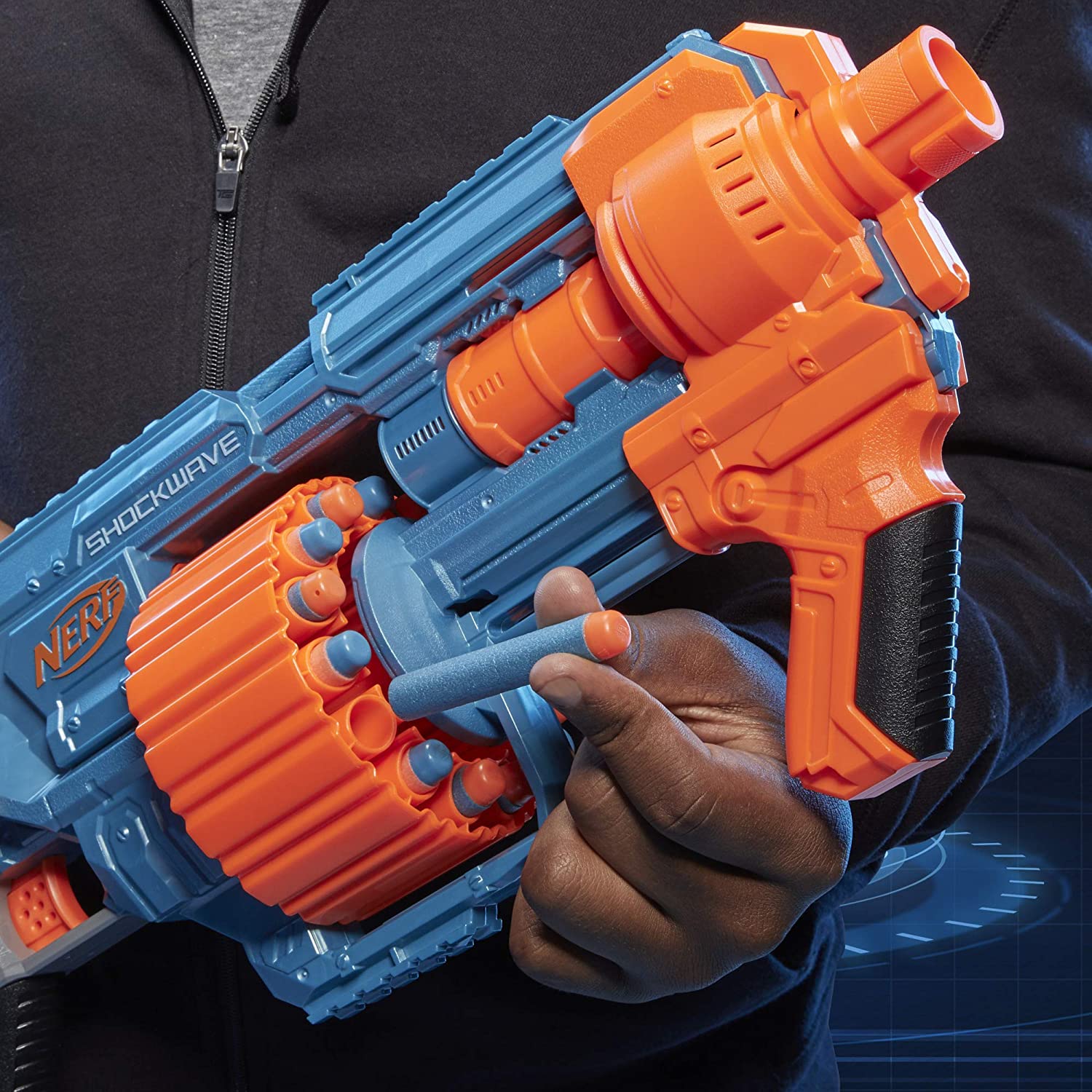 Nerf Elite 2.0 Shockwave RD-15 Blaster - Pump-Action with 15-Dart Drum & Slam-Fire