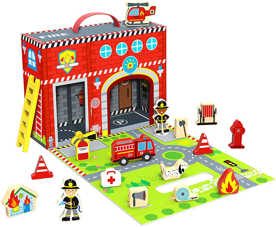 Tooky 921 TY203 EA Holzfeuerwehrbox, Mehrfarbig