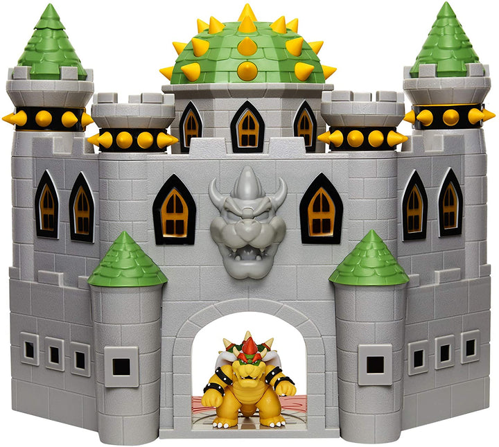 Nintendo Bowser's Castle Super Mario Deluxe Bowser's Castle-Spielset mit 2,5" exklusiver beweglicher Bowser-Actionfigur, interaktives Spielset mit authentischen In-Game-Sounds