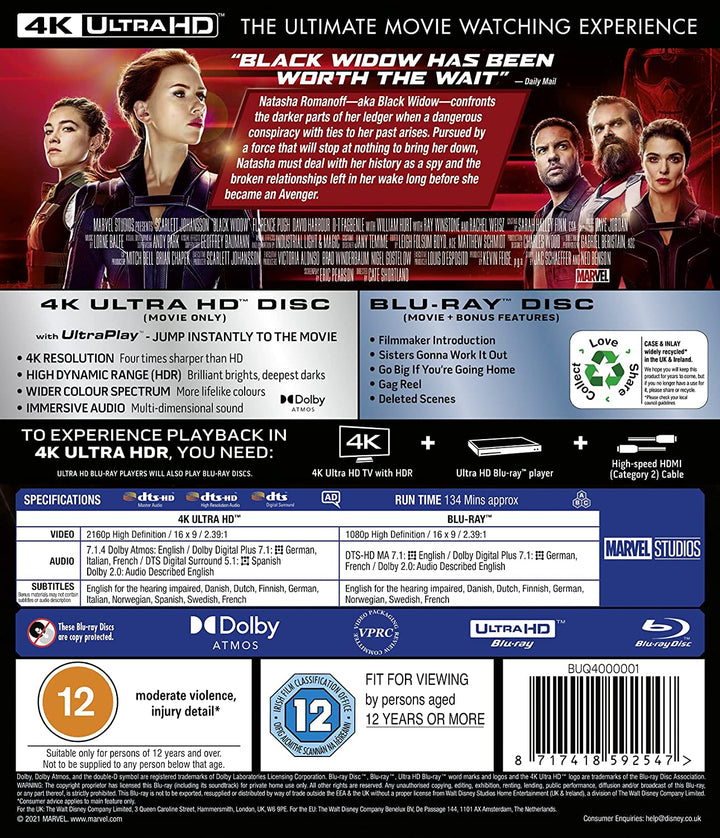 Marvel Studios Black Widow UHD - Action/Adventure [Blu-ray]