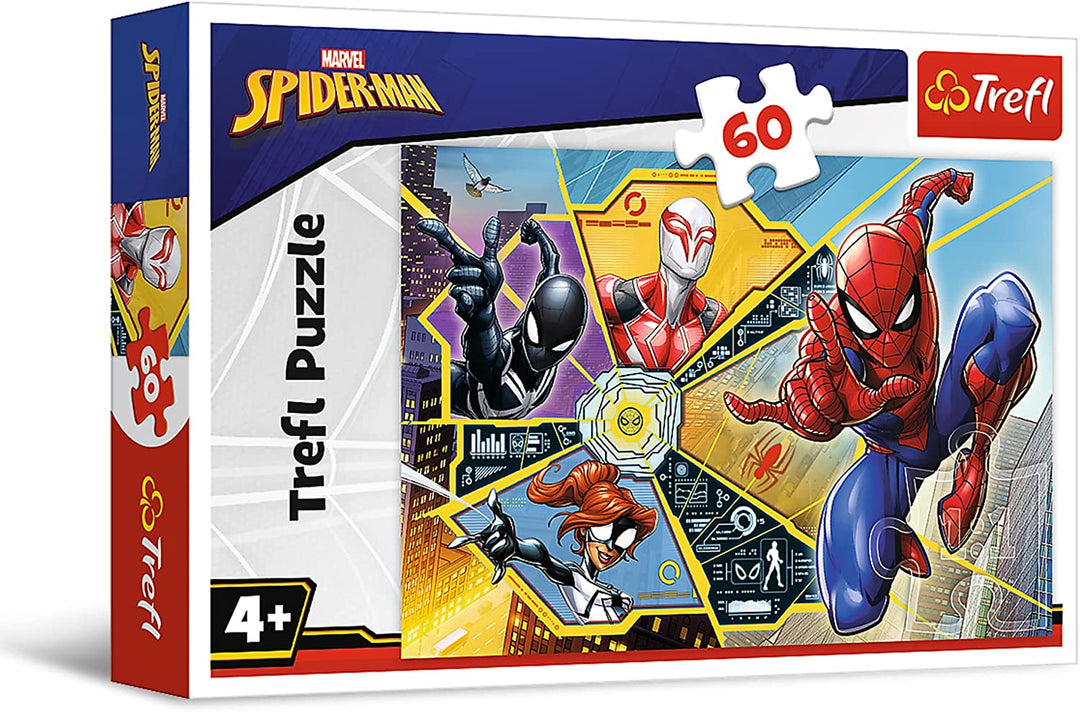 Trefl 17372 60 Teile Im Netz für Kinder ab 4 Jahren Puzzle, Disney Marvel Spiderman, (EU)