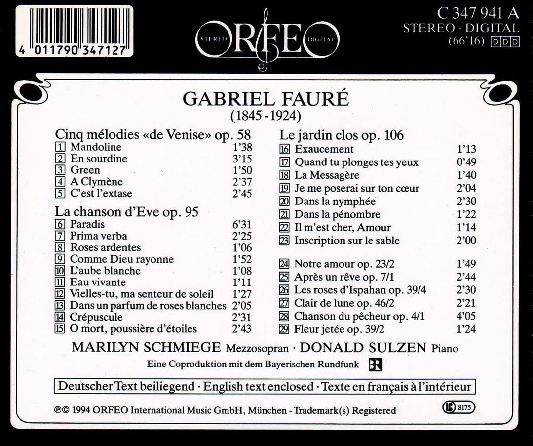 Donald Sulzen - Fauré - Mélodies [Audio CD]