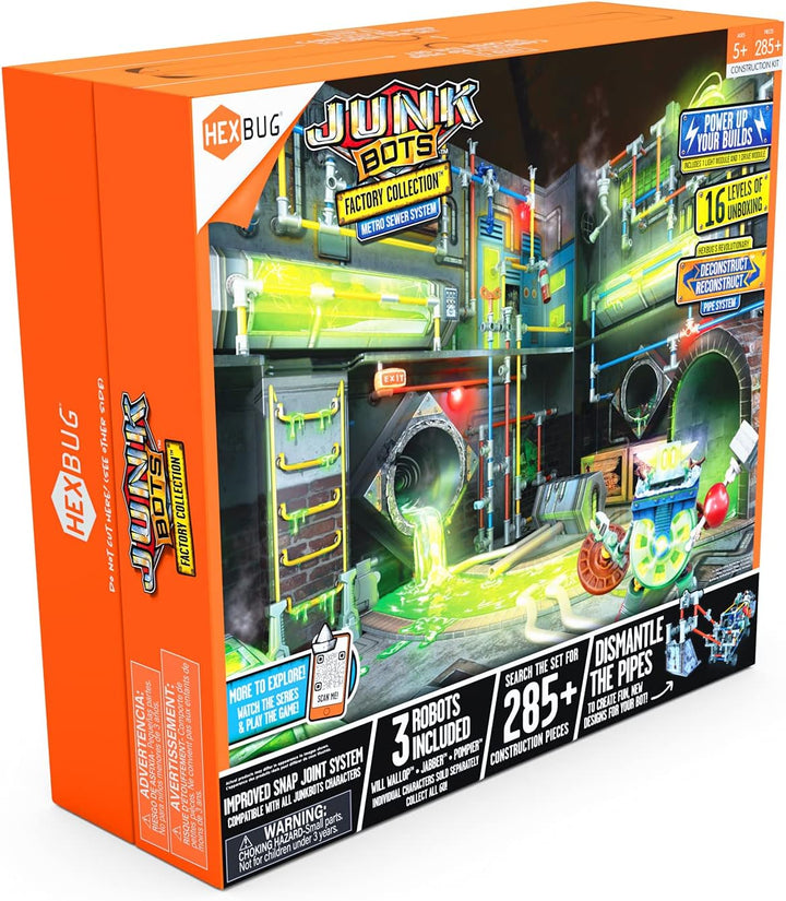 HEXBUG JUNKBOTS Large Factory Habitat Metro Sewer System, Surprise Toy Playset