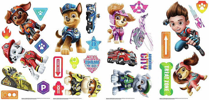 RoomMates RMK4819SCS Paw Patrol Movie Aufkleber zum Abziehen und Aufkleben, Rot, Orange, Gelb