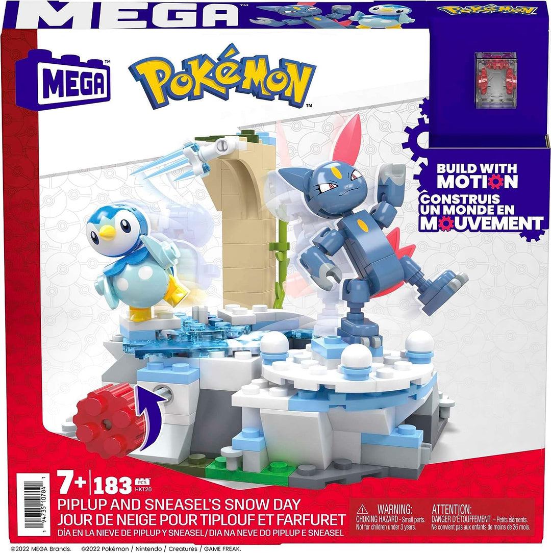 ? MEGA Pokémon Bauspielzeug für Kinder, Piplup und Sneasels Schneetag mit Baubarem