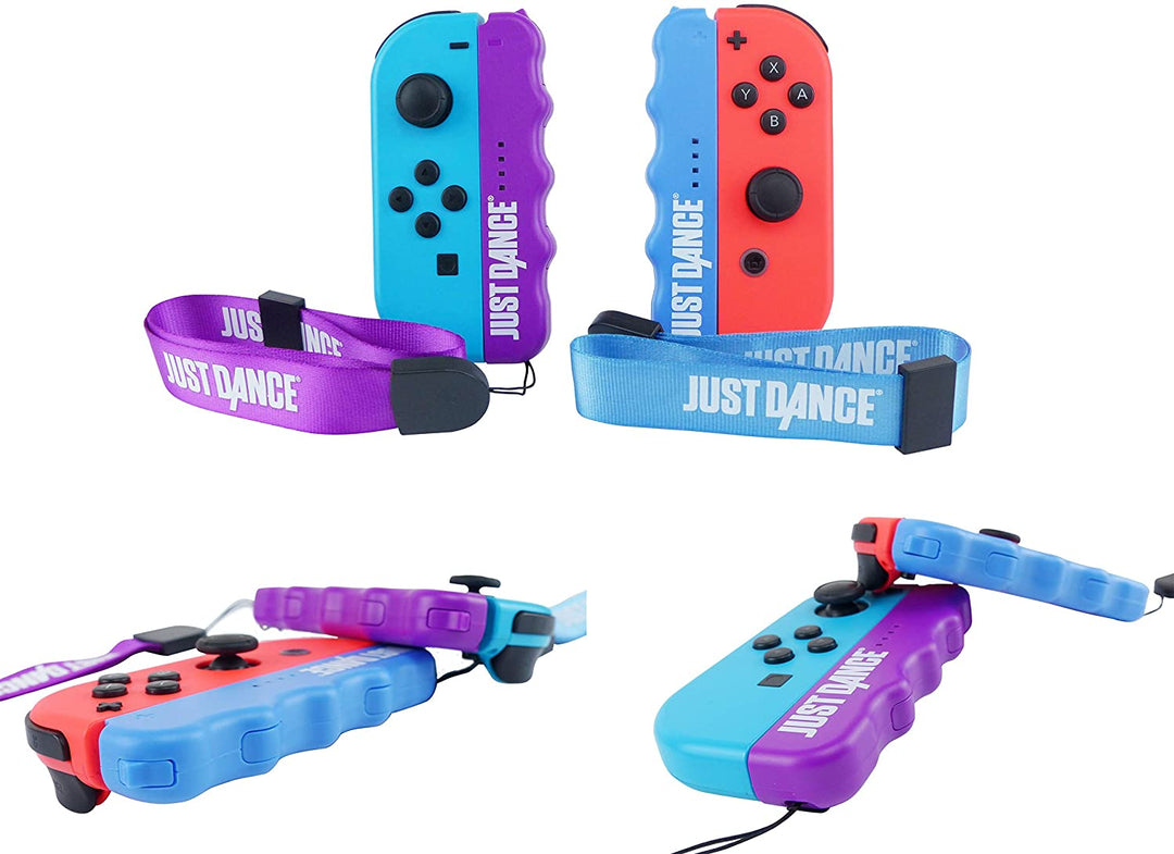 Just Dance 2019 - Grip and Strap Pack - Ergonomic Comfort Handles with Straps for Nintendo Switch JoyCon Controller - Blue and Purple