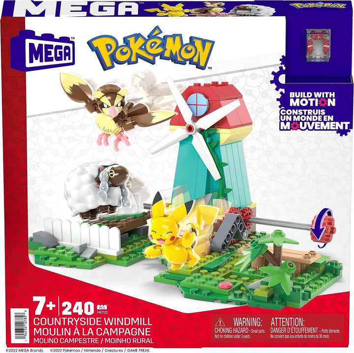 ?MEGA Pokémon Bauspielzeug für Kinder, ländliche Windmühle mit baubarem Pikachu, P