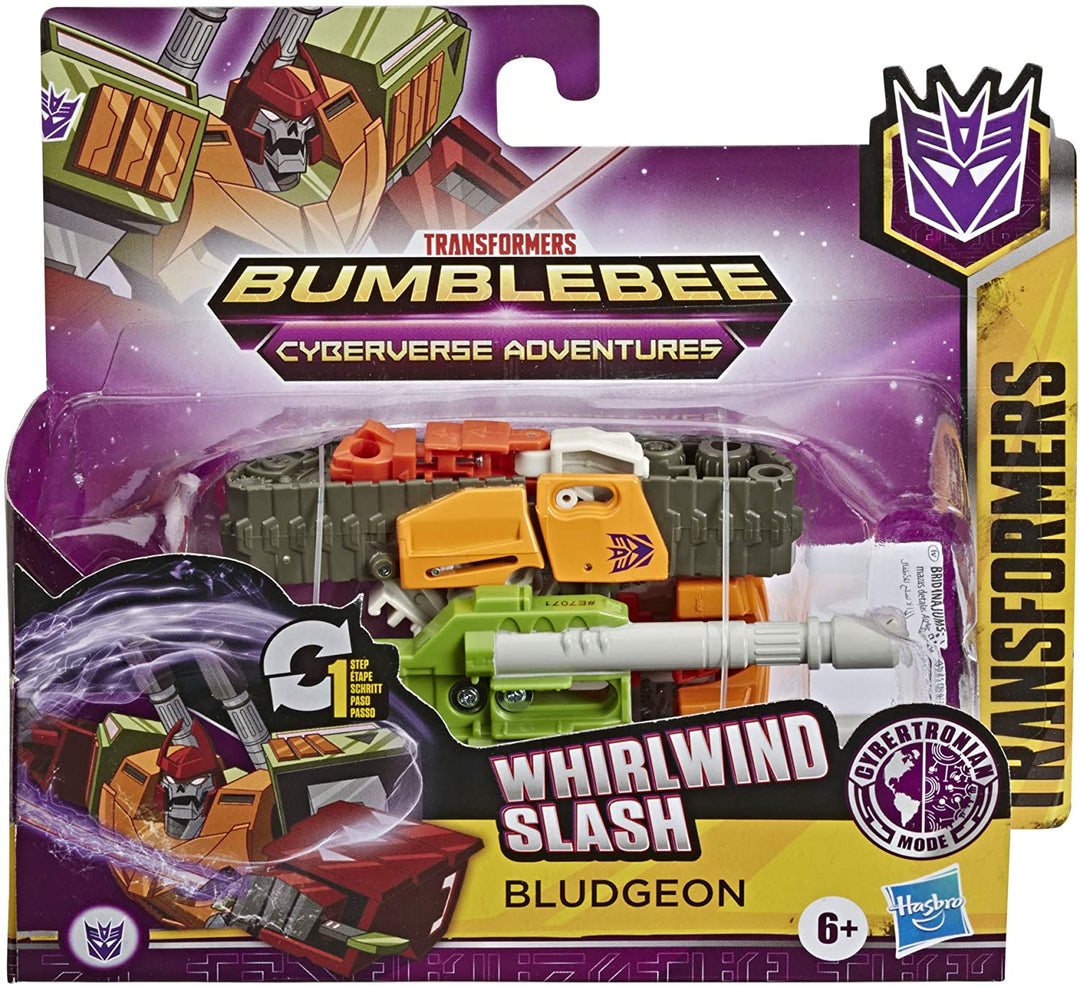 TRANSFORMERS Bumblebee Cyberverse Adventures Action Attackers: 1-Step Bludgeon Action Figure, Whirlwind Slash Action Attack Move, 10.5-cm