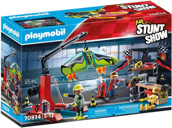 PLAYMOBIL Air Stunt Show 70834 Service Station, Toy Plane Workshop, Aeroplane Toys for 5+ Year Olds