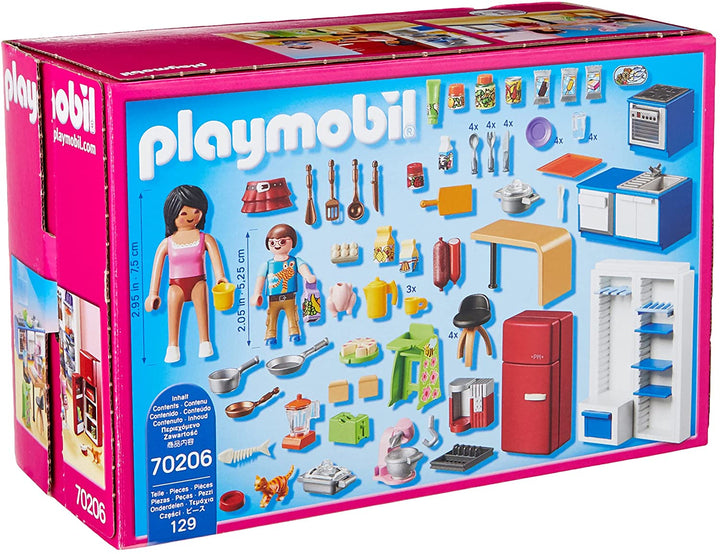 PLAYMOBIL Puppenhaus 70206 Familienküche, für Kinder ab 4 Jahren