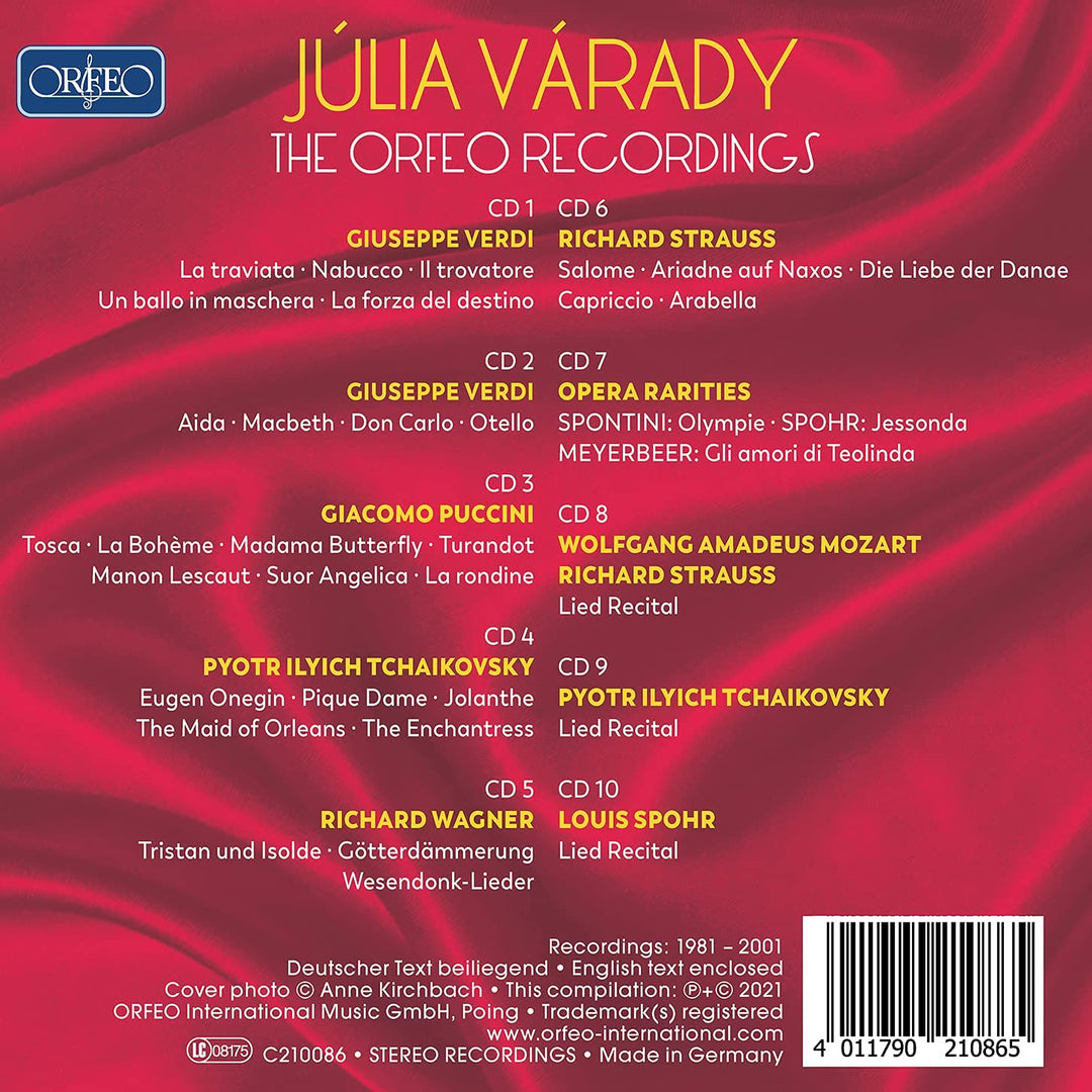 Júlia Várady - Varady: Orfeo Recordings [Various] [Orfeo: C210086] [Audio CD]