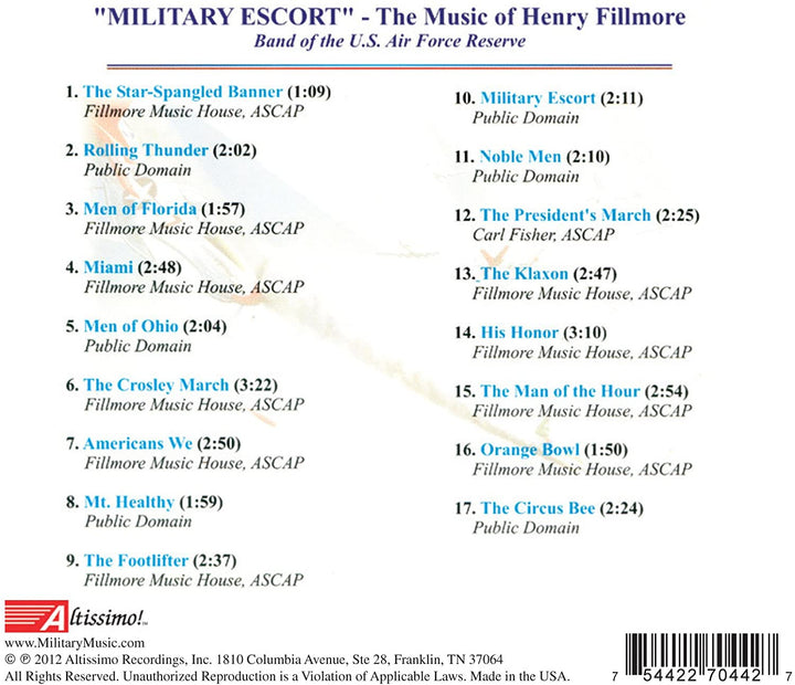 U.S. Air Force Reserve Band - Military Escort: Music of Henry Fillmore [Audio CD]