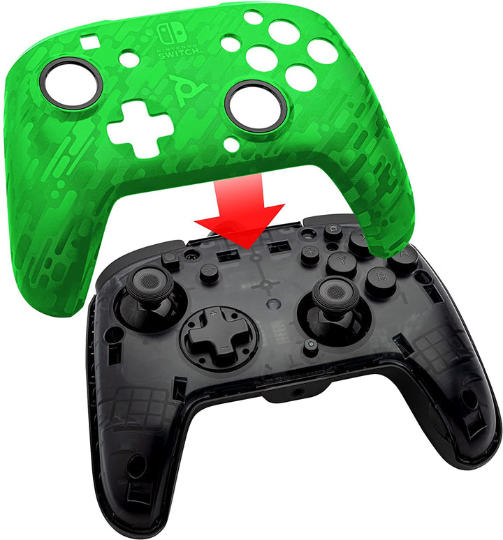 Pdp Controller Faceoff Deluxe + Audio Bedrade Schakelaar Camo Groen