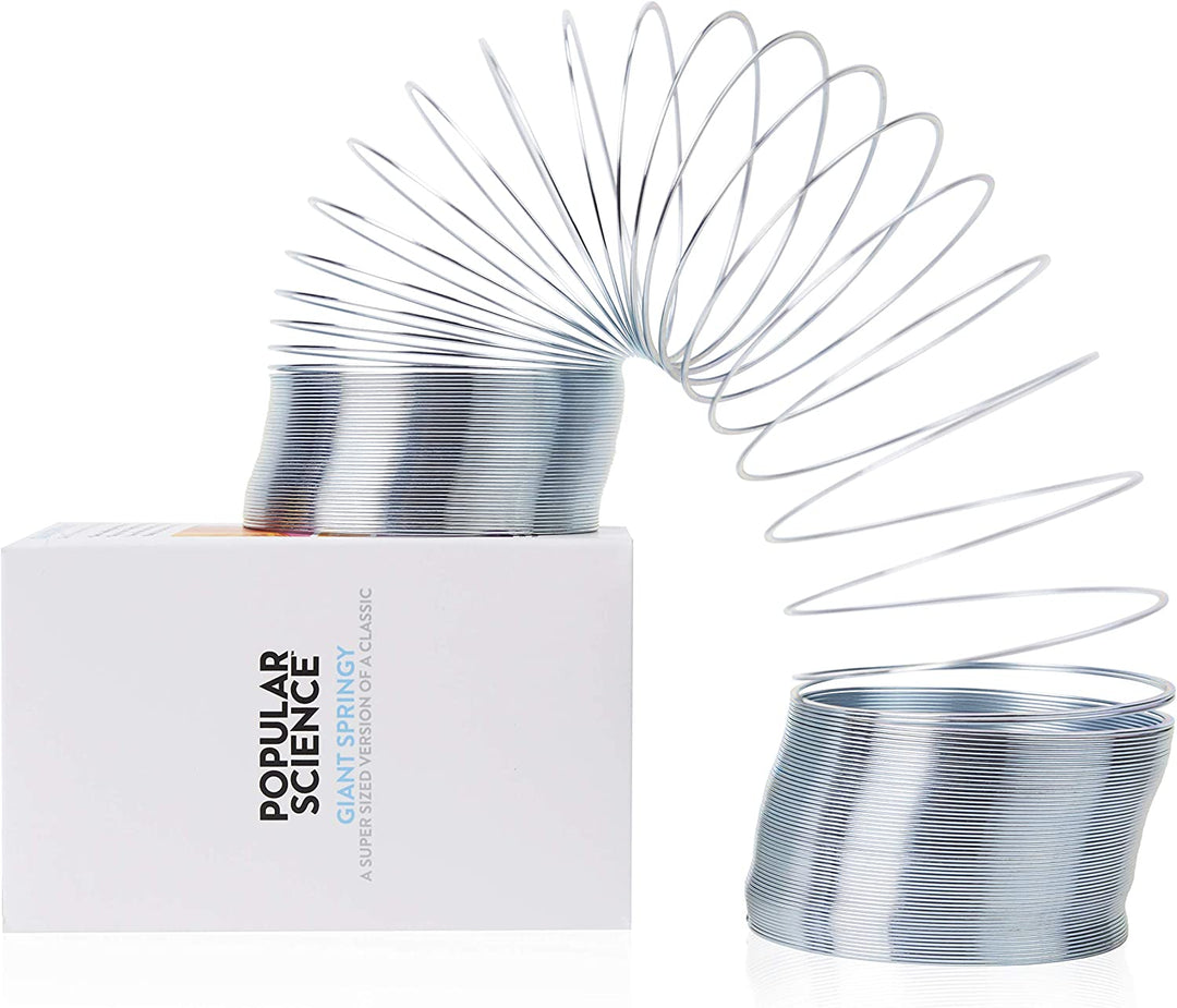 POPULAR SCIENCE Giant Springy Large Metal Coiled Helix Toy, Silver