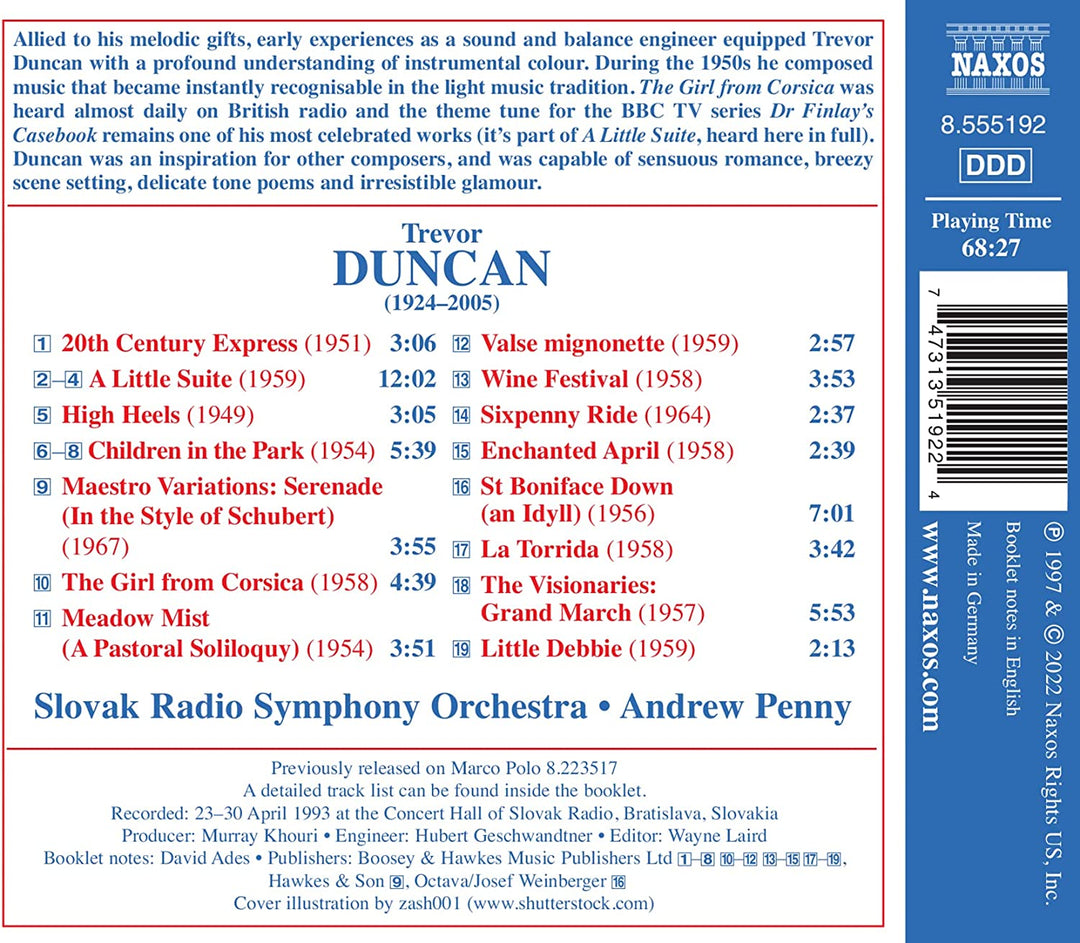 Duncan: British Light Music, Vol. 8 [Slovak Radio Symphony Orchestra; Andrew Penny] [Naxos: 8555192] [Audio CD]