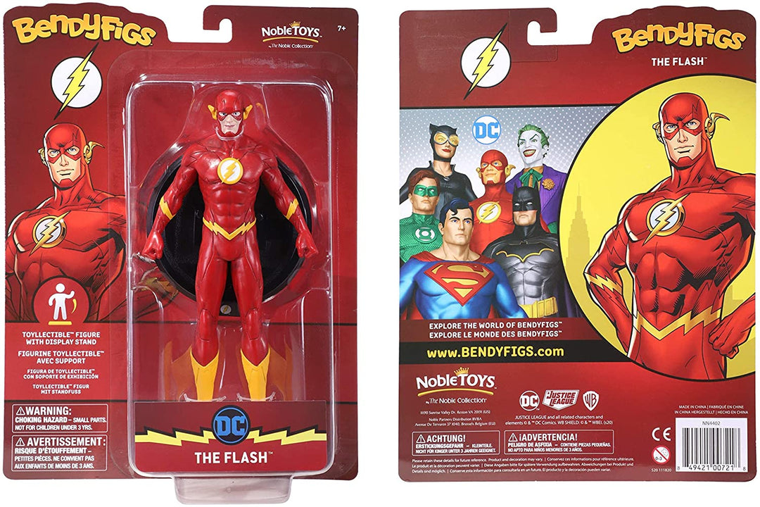 The Noble Collection DC Comics Bendyfigs The Flash – 7,5 Zoll (19 cm) Noble Toys DC Biegbare, bewegliche Puppenfiguren zum Sammeln mit Ständer