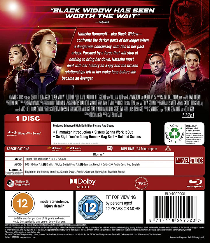 Marvel Studios Black Widow [2021] [Region Free] - Action/Adventure [Blu-ray]