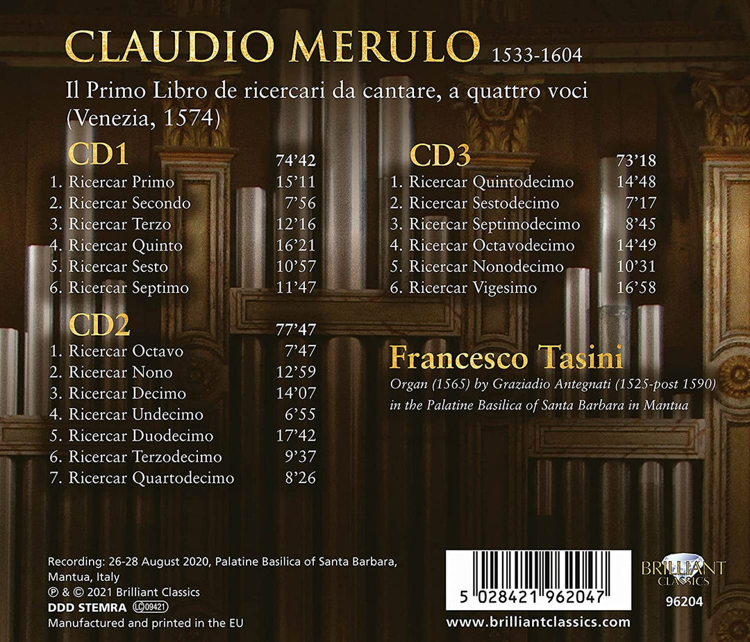 Merulo: Organ Music Il Primo Libro de ricercari da cantare a quattro voci [Audio CD]