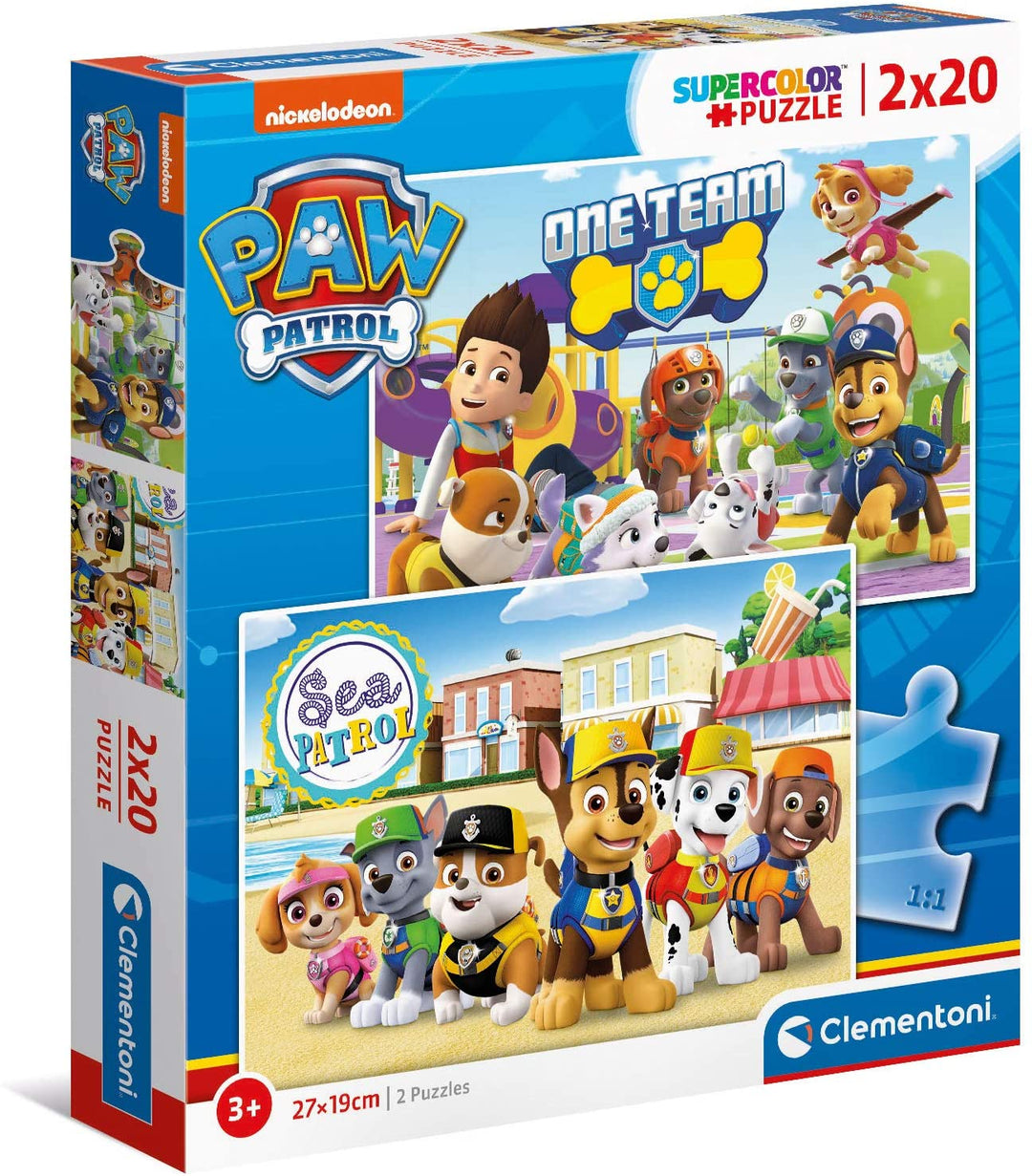 Clementoni 24779, -Paw Patrol Puzzle für Kinder, 2 x 20 Teile, ab 3 Jahren