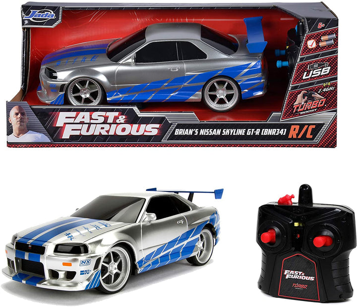 Jada - Fast&Furious - R/C Nissan Skyline GTR 1:16 2,4GHz (253206007), White Blue