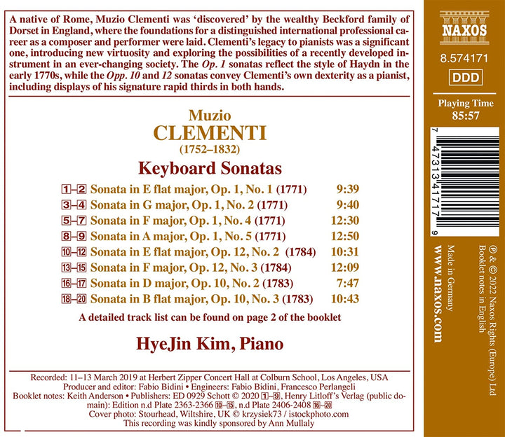 Clementi: Keyboard Sonatas [HyeJin Kim] [Naxos: 8574171] [Audio CD]