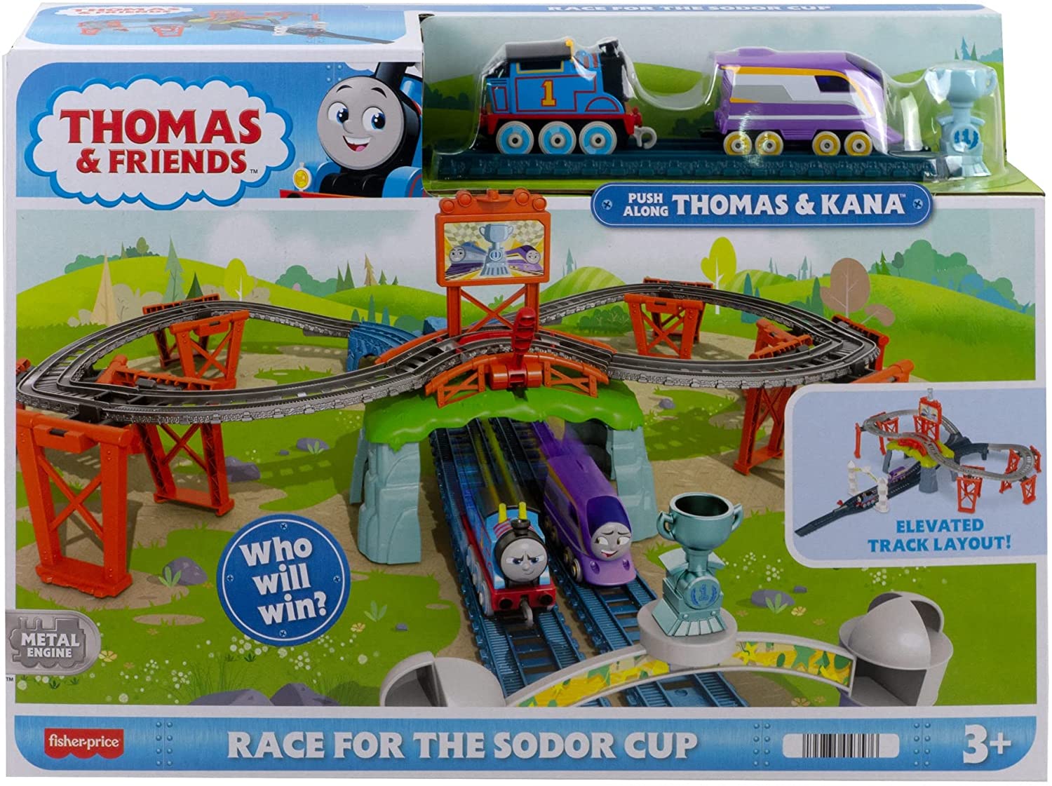 Thomas & seine Freunde – Rennen um den Sodor Cup – Schiebeeisenbahn-Set – Kopf-an-Kopf-Rennen für Kinder ab 3 Jahren
