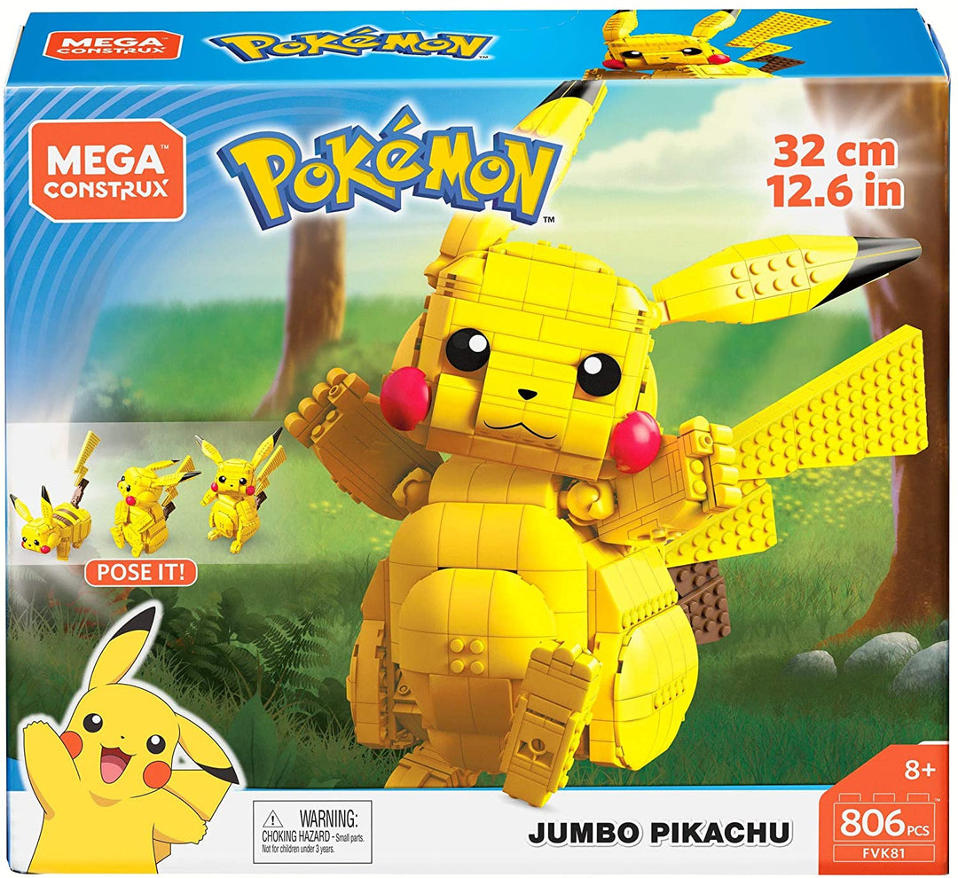 Mega Construx FVK81 Pokemon Jumbo Pikachu, Multicolore
