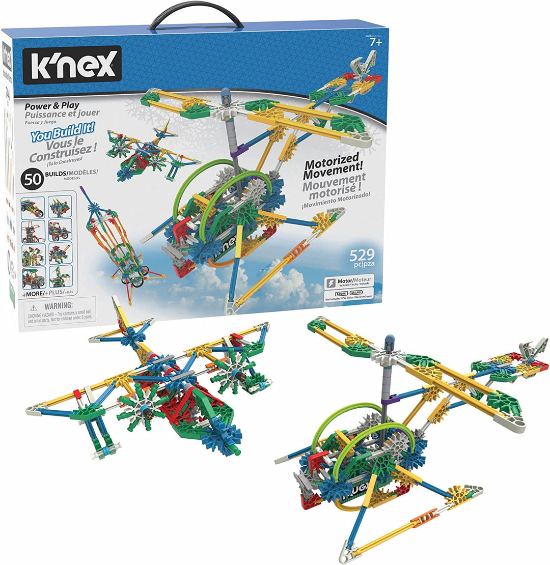 K'NEX 23012 Imagine Power and Play motorisiertes Bauset, Lernspielzeug für Kinder, 529-teiliges Stiel-Lernset, Technik für Kinder, lustiges und farbenfrohes Bauspielzeug für Kinder ab 7 Jahren