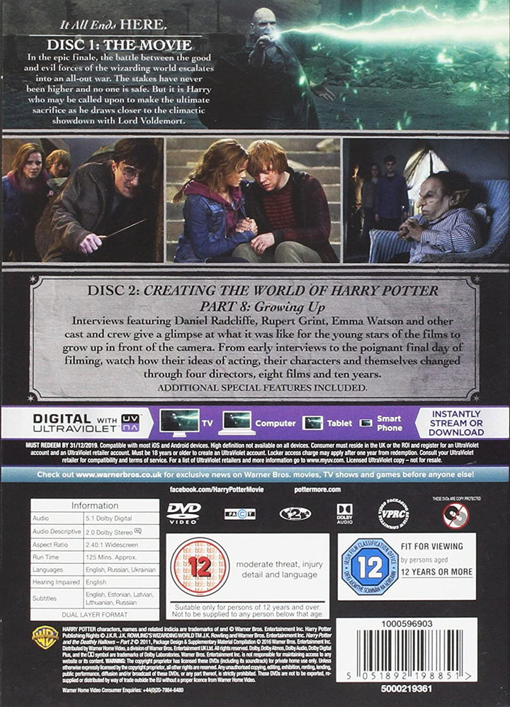 Harry Potter and the Deathly Hallows - Part 2 [Year 7] [2016 Edition 2 Disk] [2011] - Fantasy/Family [DVD]