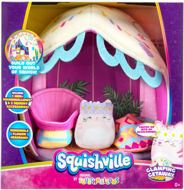 Squishville SQM0210 Deluxe Glamping Includes 2-Inch Paulita The Pink Tabby Cat,