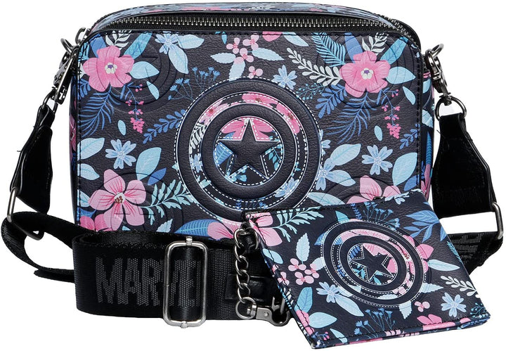 Captain America Spring-IBiskuit-Tasche mit Geldbörse und Kartenhalter, mehrfarbig