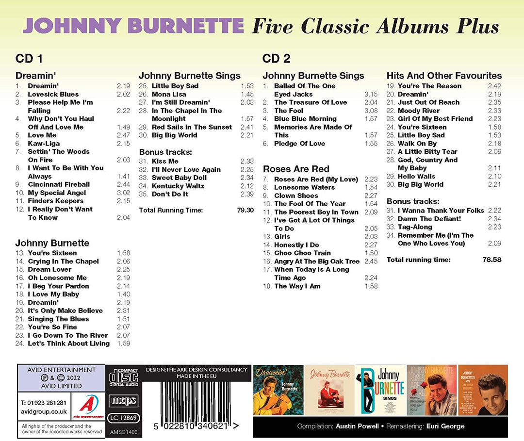 Johnny Burnette - Five Classic Albums Plus [Audio CD]