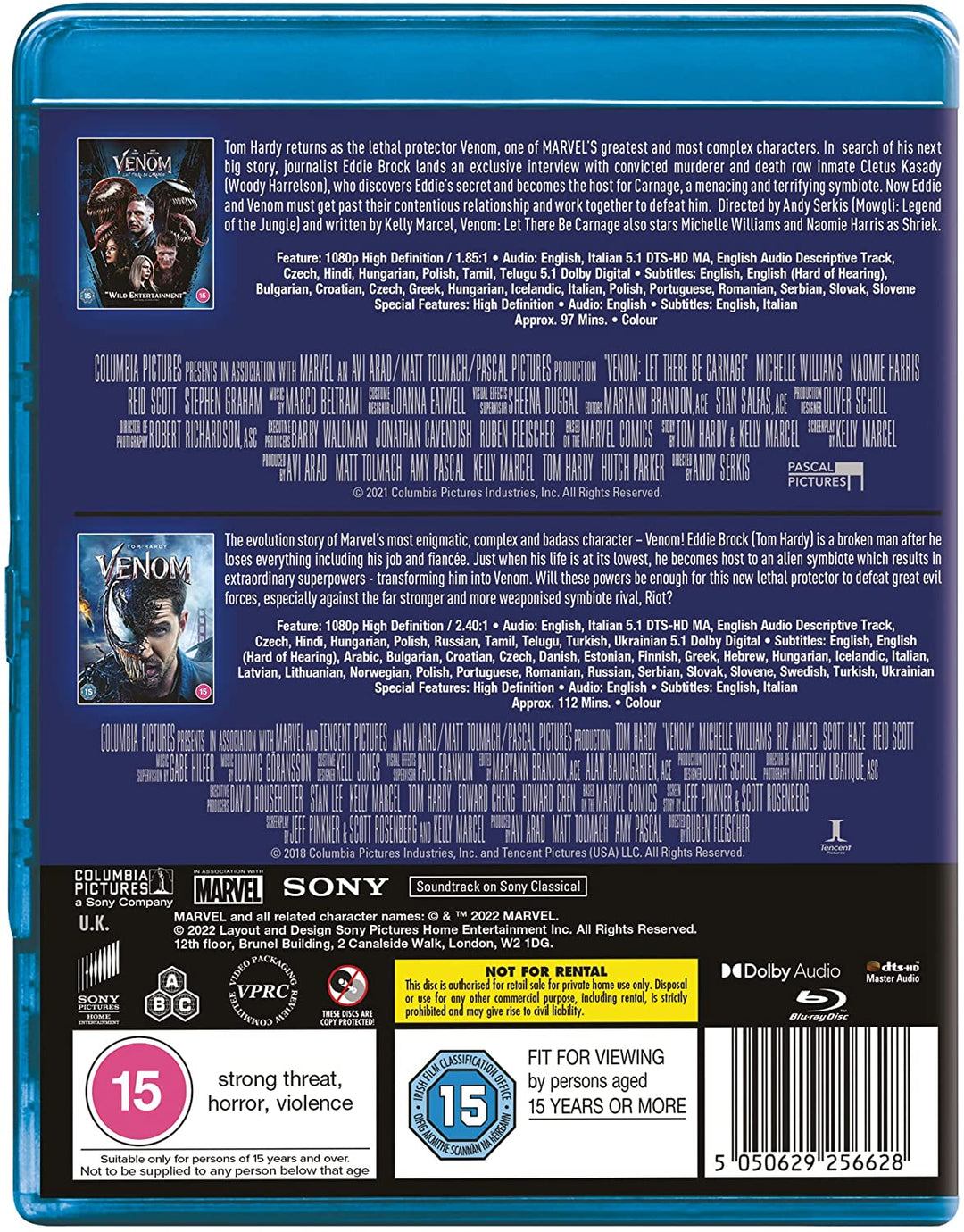 Venom 1&2: (2018) & Let There Be Carnage  [2021] [Blu-ray]