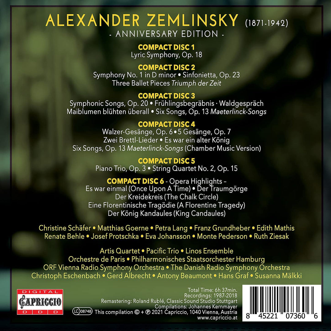 Zemlinsky: Anniversary Edition [Various] [Capriccio: C7360] [Audio CD]