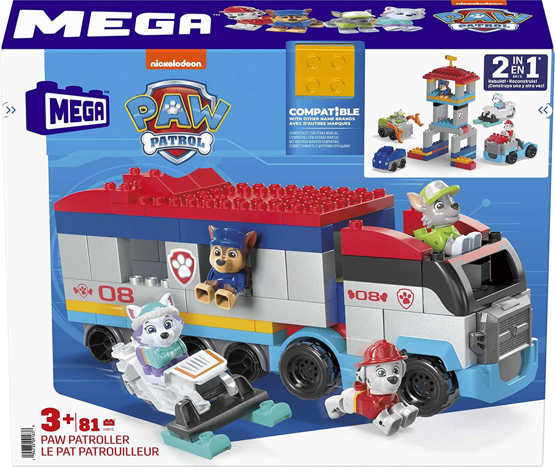 MEGA PAW Patrol PAW Patroller Bauset mit Chase, Marshall, Rocky und Ever