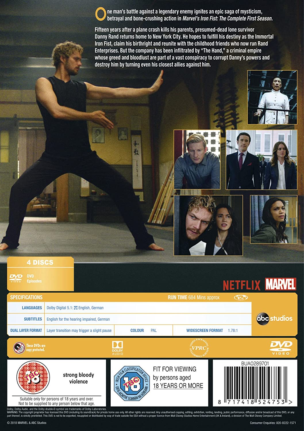 Iron Fist: The Complete First Season (2017) - DVD (Region 2) (‎BUA0289701)