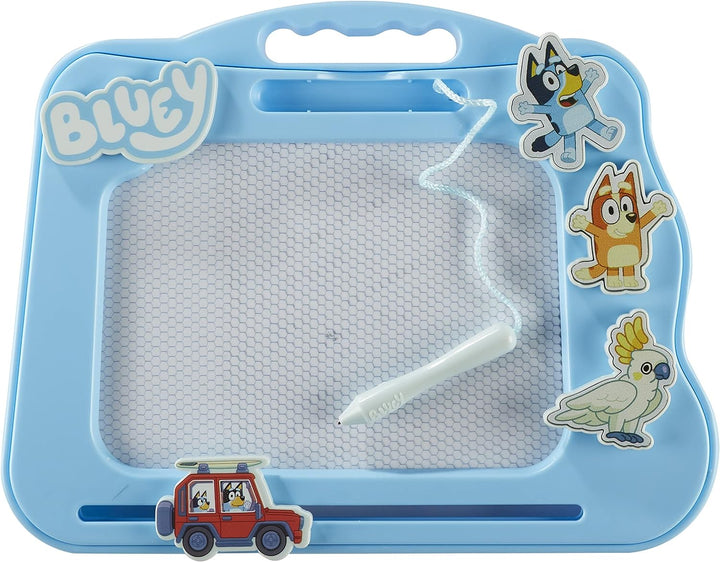 Bluey Travel Magnetic Scribbler pad with pen and 3 stamps, draw and erase with no mess