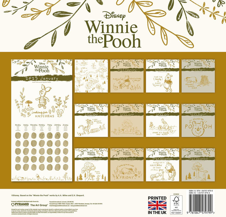 Disney Winnie The Pooh Calendar 2022 - Month to a View Planner 30cm x 30cm - Off