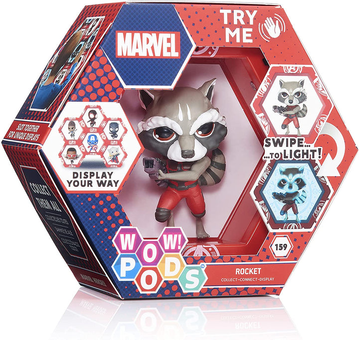 WOW! PODS Guardians Of The Galaxy - Rocket | Superhero Light-Up Bobble-Head Figu