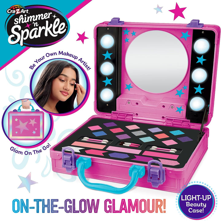 Shimmer and Sparkle 17362 Shimmer N Sparkle Light up Beauty Pink case for Children with Hollywood Style Lights Real Washable Make up for Kids