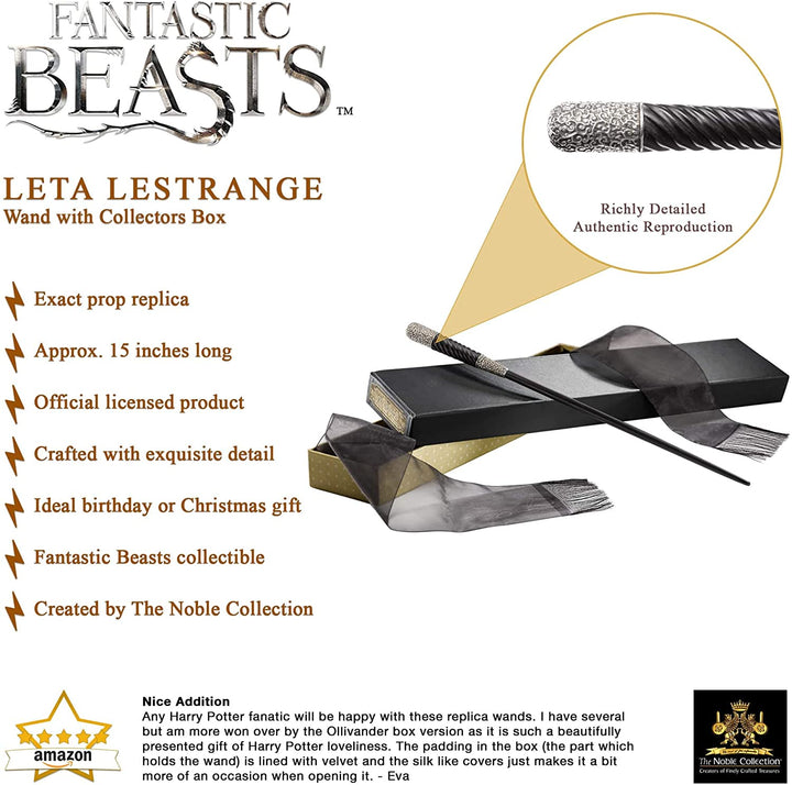 The Noble Collection Leta Lestrange Wand in Collectors Box 15 inch Leta Lestrange Wand With Collectors Wand Box - Fantastic Beasts Film Set Movie Props Wands