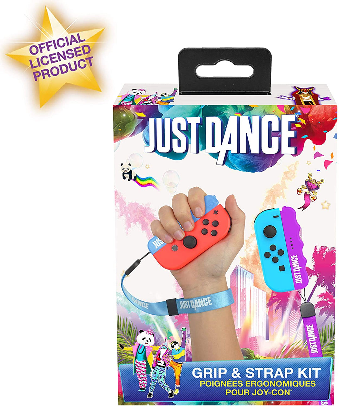 Just Dance 2019 - Grip and Strap Pack - Ergonomic Comfort Handles with Straps for Nintendo Switch JoyCon Controller - Blue and Purple