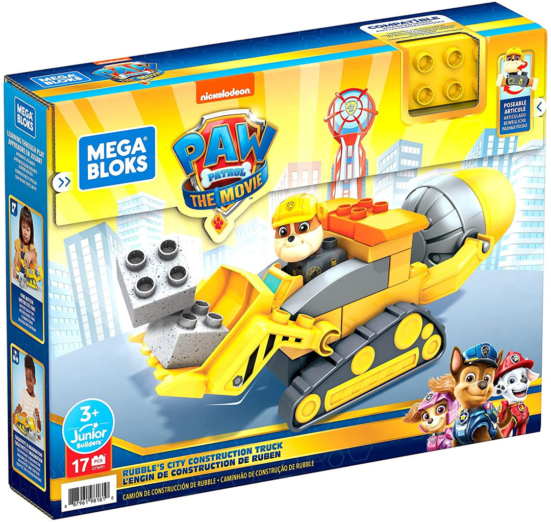 Mega Bloks Paw Patrol The Movie: Rubble&#39;s City Bauwagen-Set