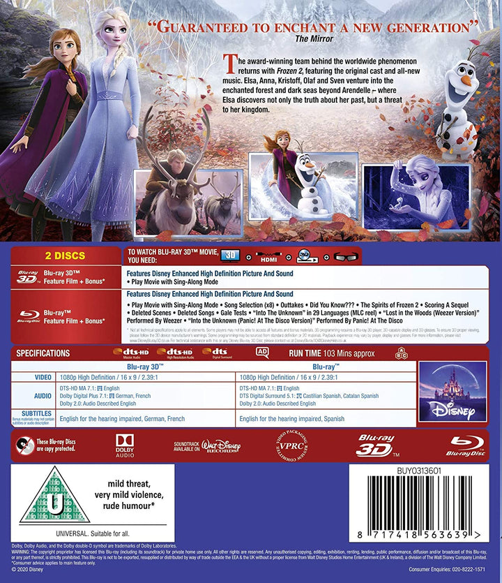 Disney's Frozen 2 - Family/Musical [Blu-Ray]