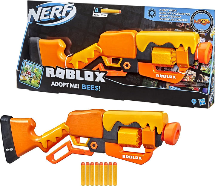 Nerf Roblox Adopt Me!: BIENEN! Lever Action Blaster, 8 Nerf Elite Darts, Code zum Freischalten virtueller Gegenstände im Spiel, F2486EU5