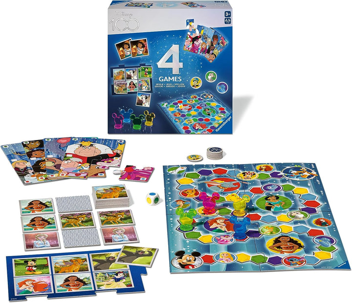 Ravensburger 4-in-1-Spielekompendium-Set zum 100-jährigen Jubiläum von Disney für Kinder ab 3 Jahren